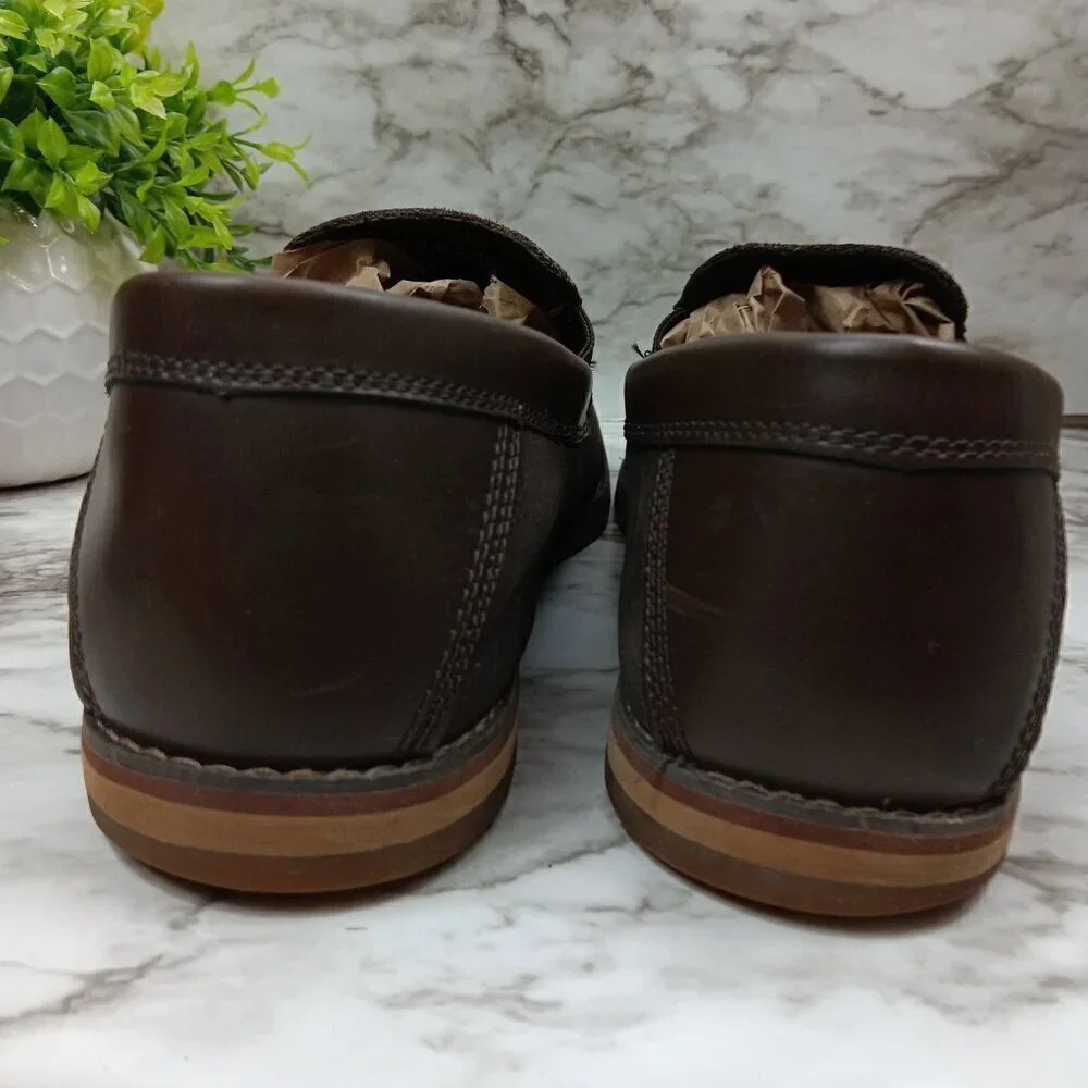 Timberland Men's Brown Leather Ortholite Slip On Loafers Size 13